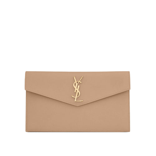 Yves Saint Laurent Uptown Embossed Leather Pouch