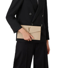 Yves Saint Laurent Uptown Embossed Leather Pouch