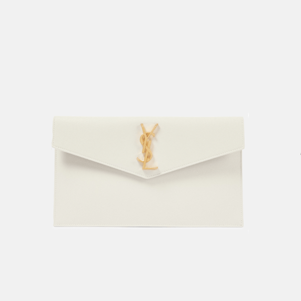 Yves Saint Laurent Uptown Leather Clutch White - BEAUTY BAR